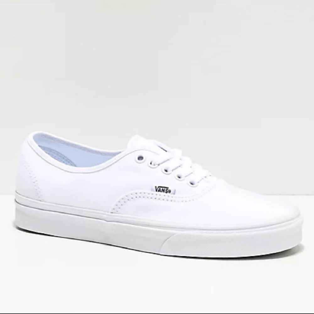 All White Authentic Vans